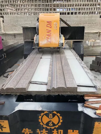 Xianda 3 Axis Linear Cutting Machine for Stone Cutting with Chamfering Cutting and Working Table Rotation