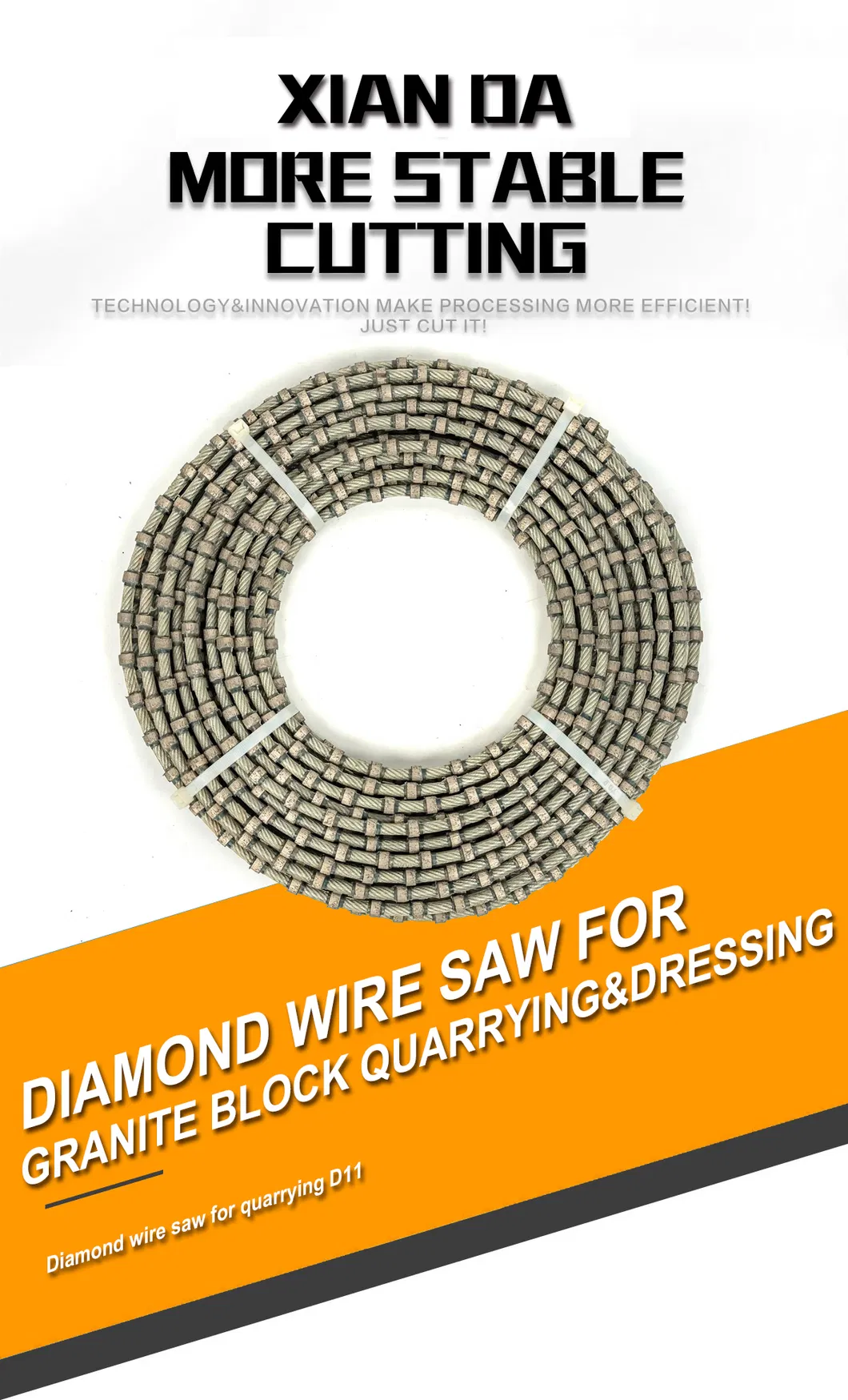 11mm Granite Profiling Diamond Rope Is Trimmed and Shaped According to Granite