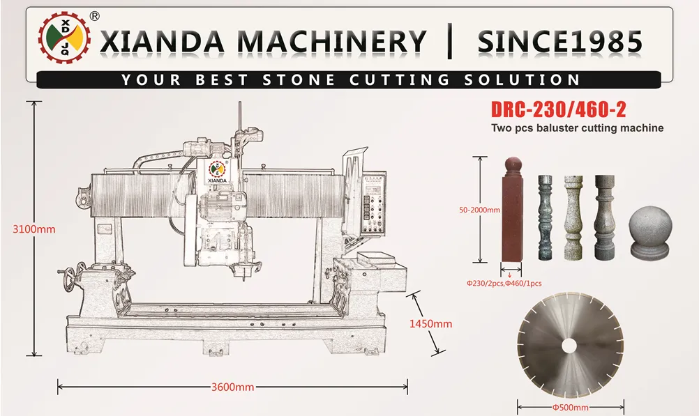 Baluster Stone Cutting Machine Two PCS for Processing Pillar Column Basee&Caps