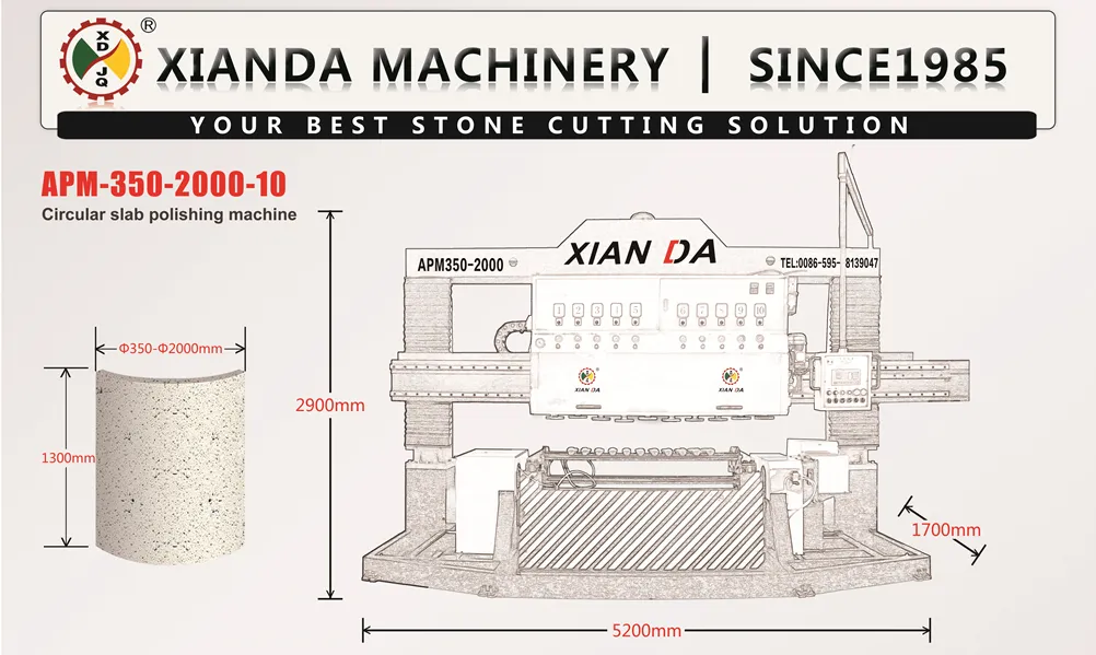Circular Slab Polishing Machine for Hollow Column Processing Apm-350-2000-10