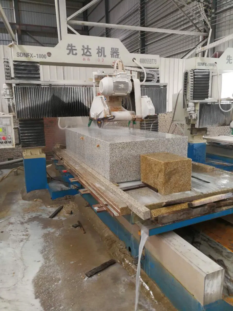 Gantry Lift Type Profiling Linear Machine Line and Arc Plate Stone Cutting Machine Xianda Factory