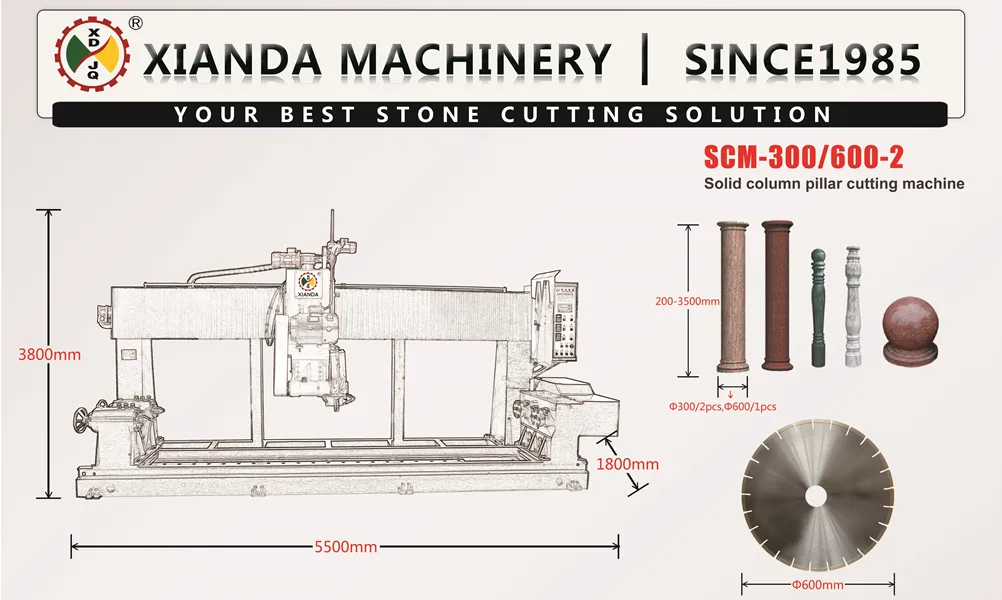 Two PCS Solid Pillar Cutting Column Base&Caps&Roadblock Processing Machine Scm-300/600-2 CCM-300/600-2