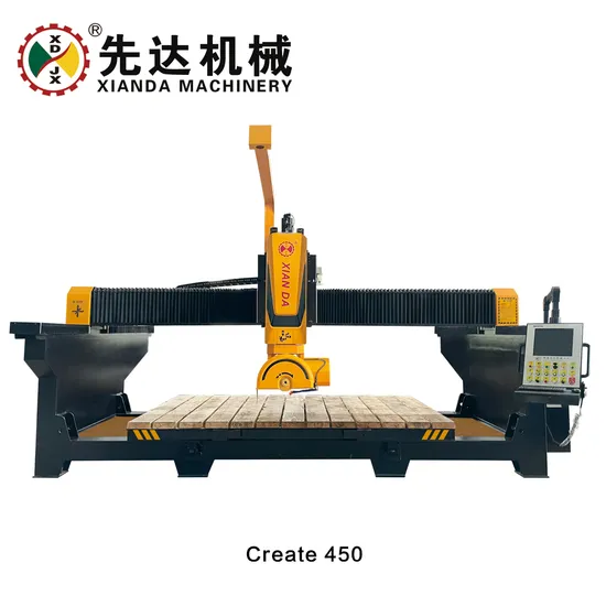 Xianda Machinery 5 Axis Stone CNC Router Bridge Saw Machine with Rotating Table for Granite Marble Carving Milling Drilling Machine in Poland