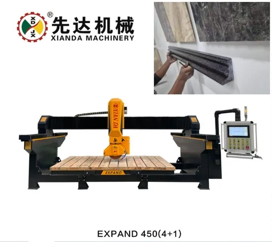 4 Axis Axes CNC Bridge Saw Cutter Machine for Cutting Milling Drilling Processing Stone Granite Marble Quartz Kitchen Countertop Slab Tile Sink Cutout W/ Router