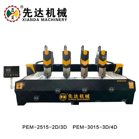 Planar Stone Carving Machine Sculpture for Processing Marble Granite (REESON) Pem-2515-2D/3D