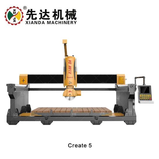 2024 New 5 Axis Bridge Saw CNC Stone Router Machine Xianda CE CNC Engraving Machines for Stone Marble Cutting Machine