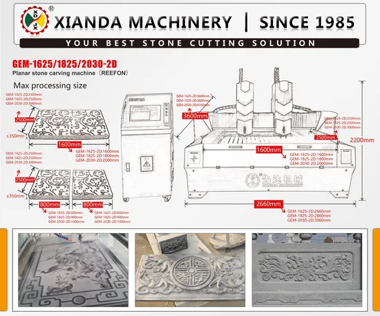High Precision CNC Planar Stone Carving Machine for Granite
