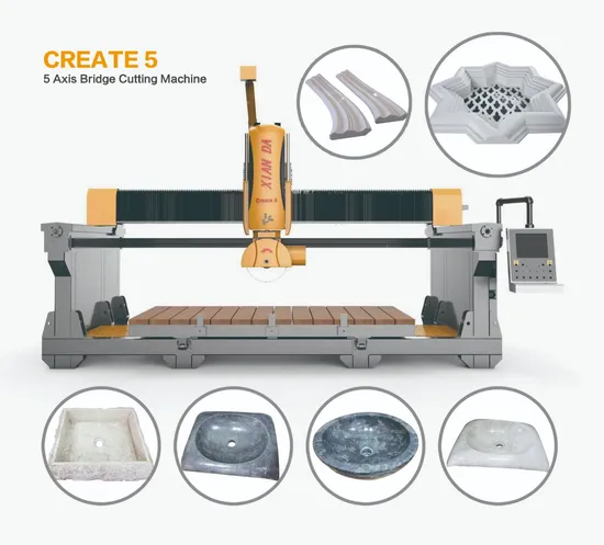 5 Axis Stone CNC Bridge Cutting Machine with Rotating Table for Granite Marble Carving Milling Drilling Machine/Create-450/China Xianda