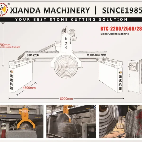 Btc-2500-2800 Nature Block Stone Cutting Machine, Stone Cutting Tools, Granite and Marble Multi-Plate Bridge Saw Machine