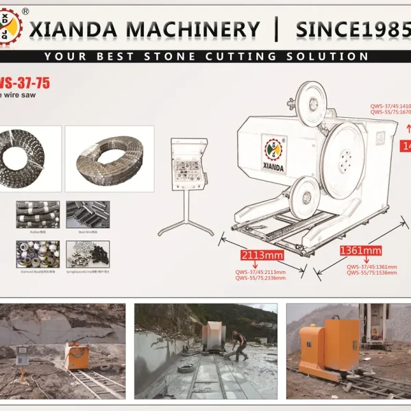 75kw 100HP Quarry Cutting of Natural Stone and Civil Engineering Cutting of Concrete and Reinforced Concrete Electrical Drive Wire Saw Machine