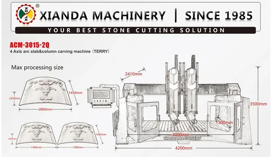 Xianda 4 Axis Arc Slab and Column Carving Machine