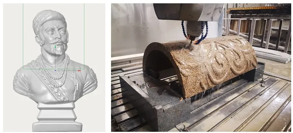 4 Axis Arc Granite and Marble Slab &amp; Column Carving Machine