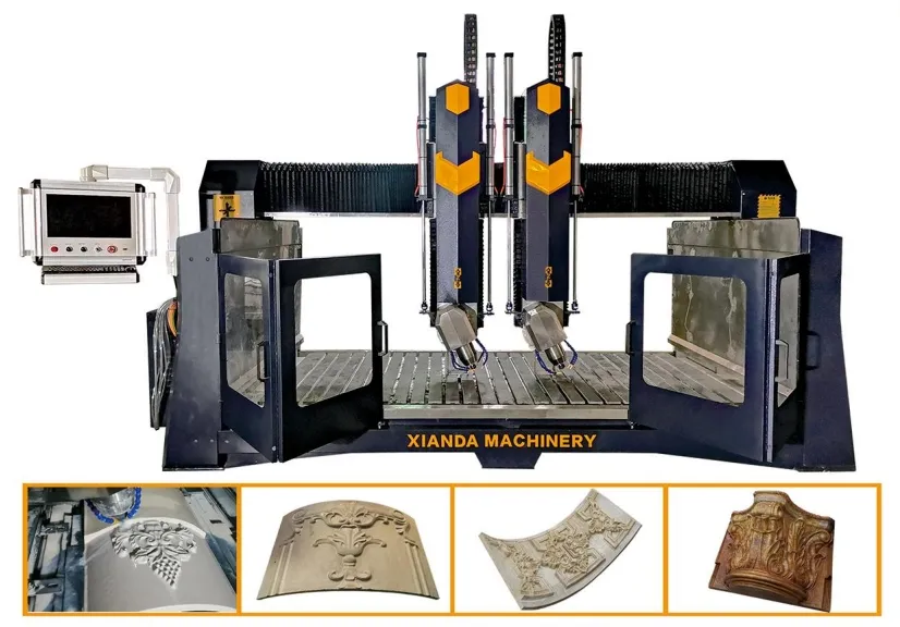 4 Axis Arc Granite and Marble Slab &amp; Column Carving Machine