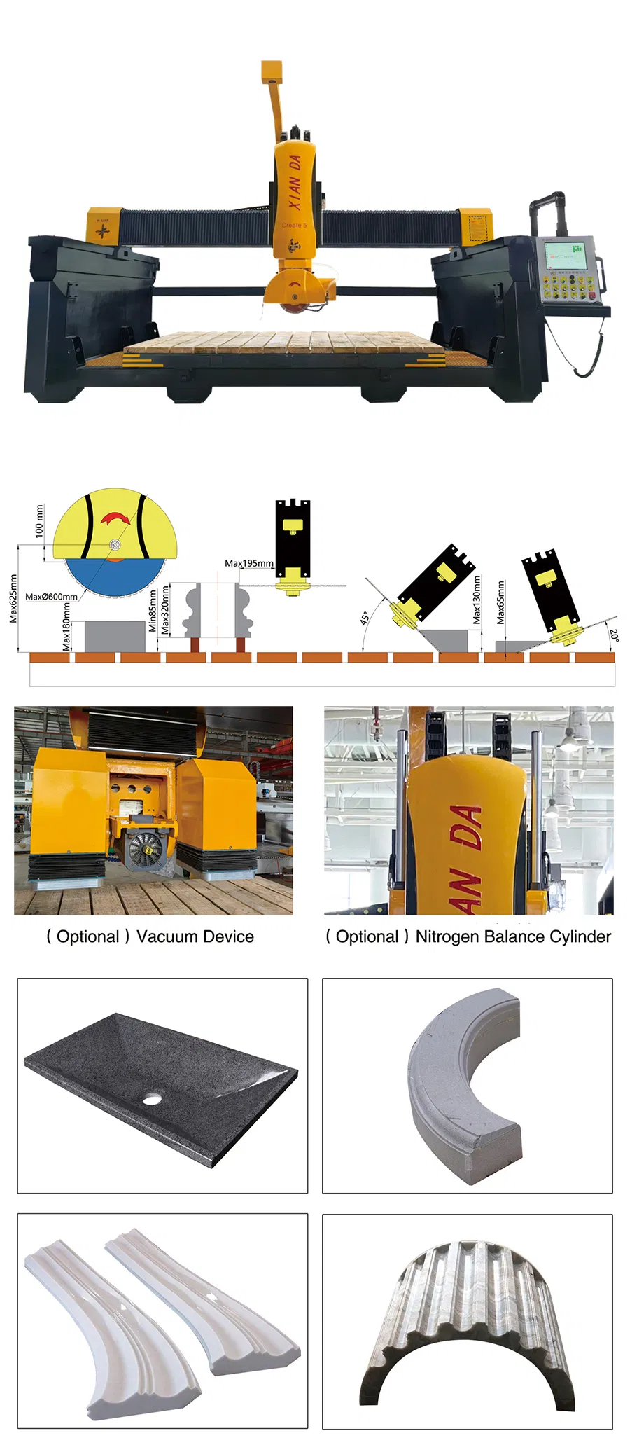 5 Axis Bridge Cutting Machine for Granite Marble Profling Machine