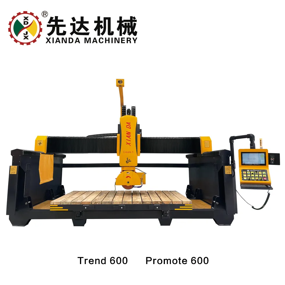 5 Axis CNC Bridge Saw Machine Promote-600 Automatic Stone Cutter Center for Quartz Granite Porcelain Slab Miter Cutting with CE