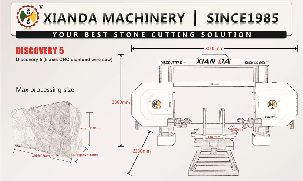 5 Axis CNC Diamond Wire Saw Machine for Processing Marble Granite Stone