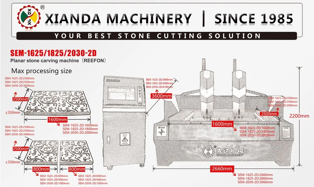 CNC 3-Axis Planar Marble Granite Stone Carving Machine
