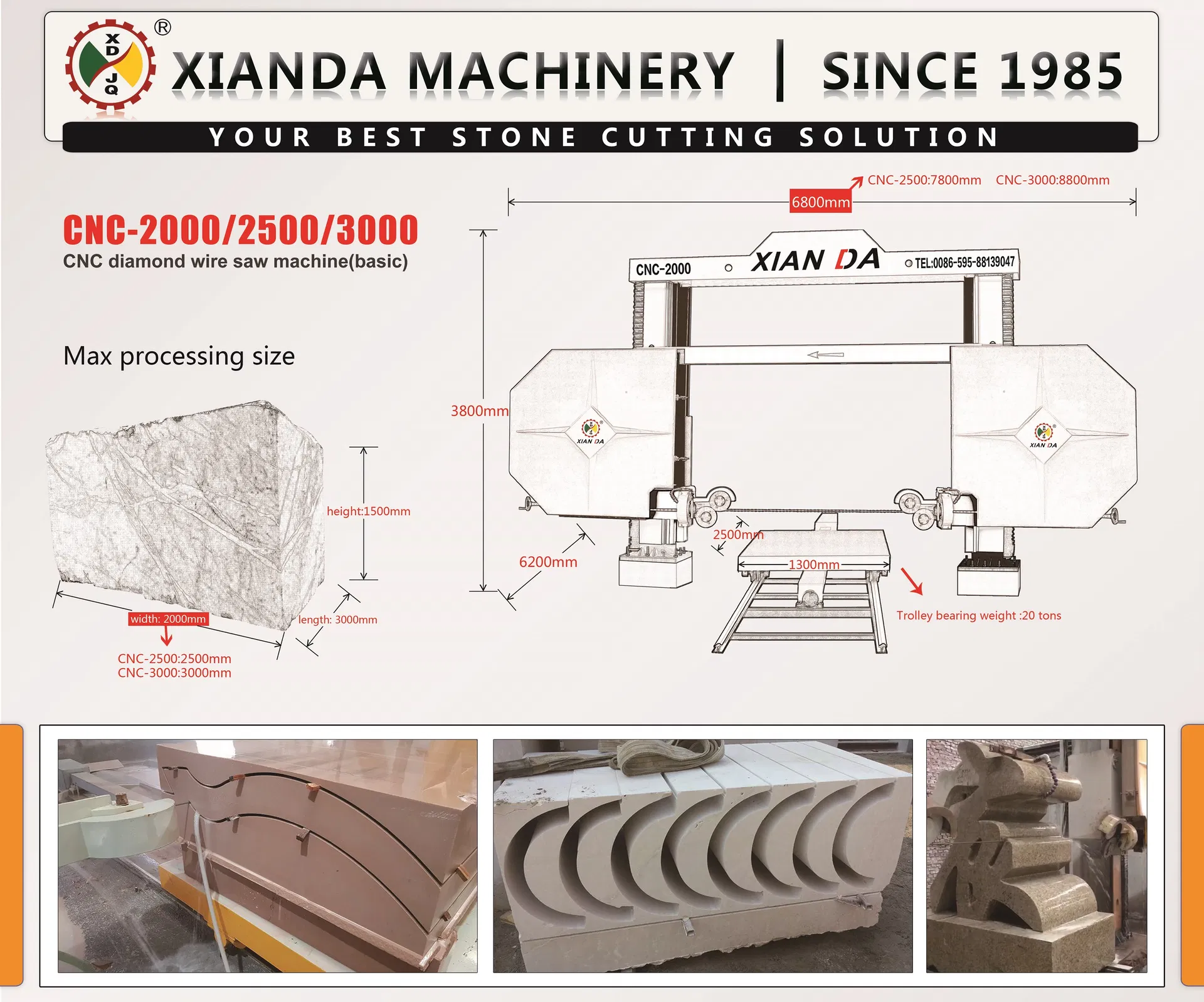 CNC Diamond Wire Saw Granite Marble Cutting Machine