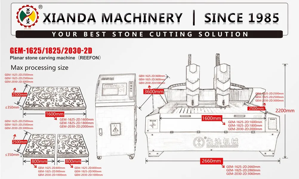 CNC Planar Stone Carving Machine for Processing Granite