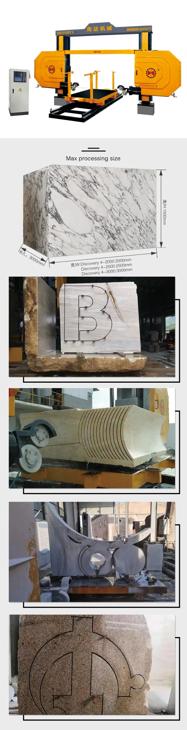 Marble Granite Block Cutting Machine, Wire Saw Cutting Machine, Optional 360° Rotating Table