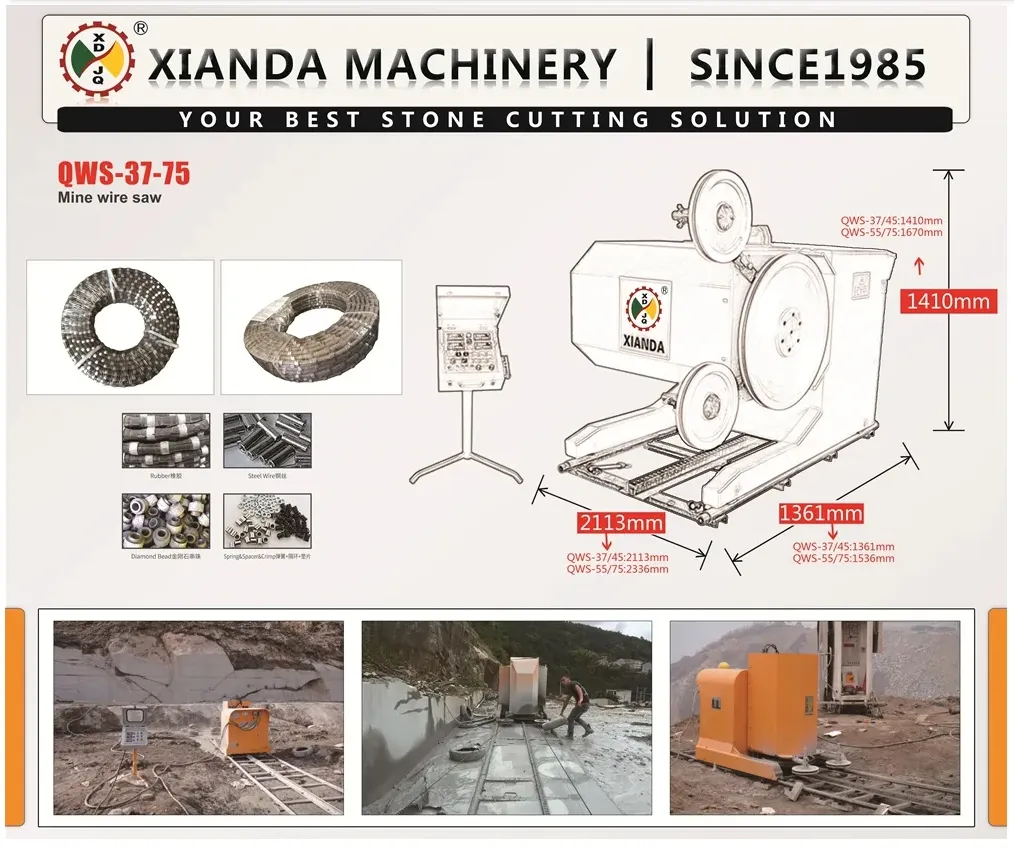 Quarry Stone Cutting Machine Block Cutter and Diamond Wire Rope Saw
