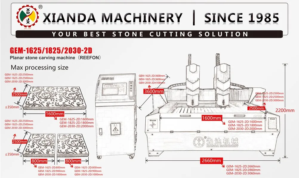 Two Spindles Planar Stone Carving Machine (Granite)