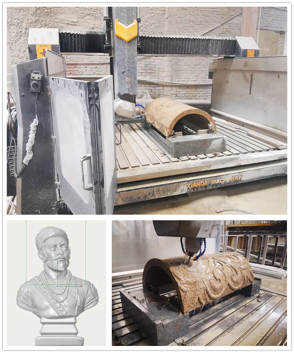 Xianda 4 Axis Arc Slab&Column Carving Machine for Engraving Granite Marble Manufacturer