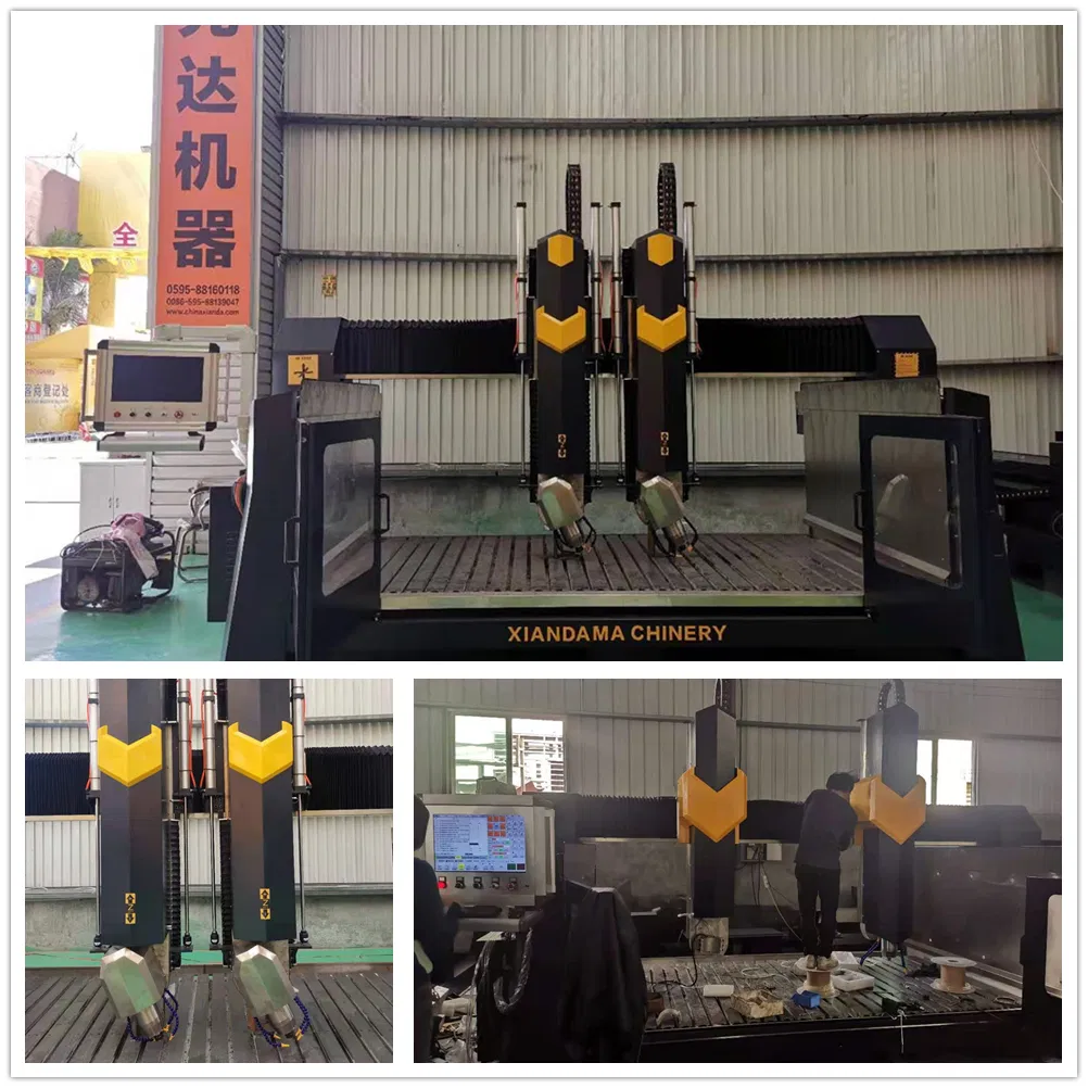 Xianda 4 Axis Arc Slab&Column Carving Machine for Engraving Marble Granite Stone Cutting Machine Factory