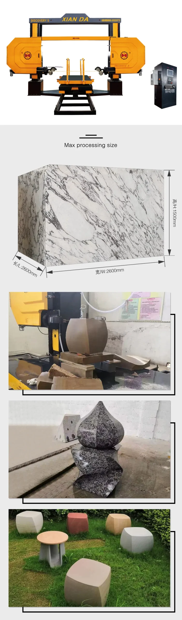 Xianda Machinery 5 Axis CNC Diamind Wire Saw Machine Process 3D Shapes