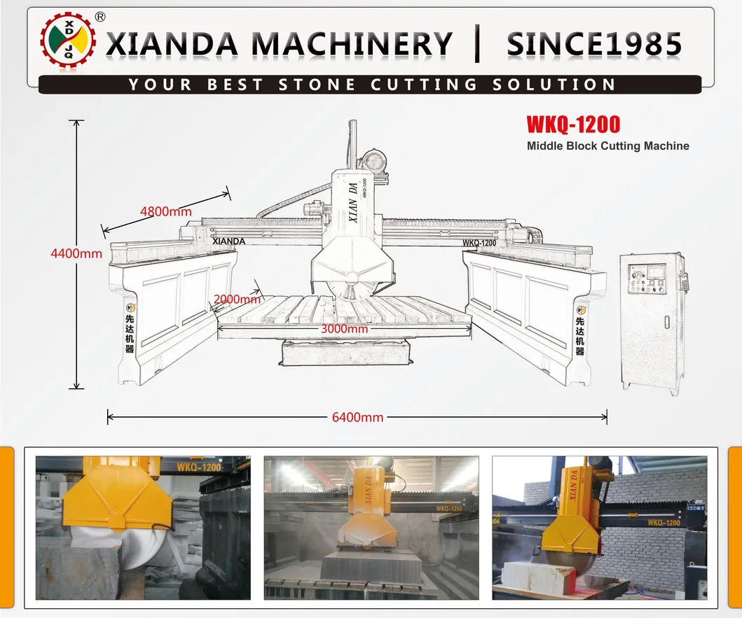 Xianda Stone Machinery Wkq-1200 Medium-Sized Single Blade Bridge Cutter Saw Thick Granite Plate Cutter in Saudi Arabia, Portugal, Tü Rkiye